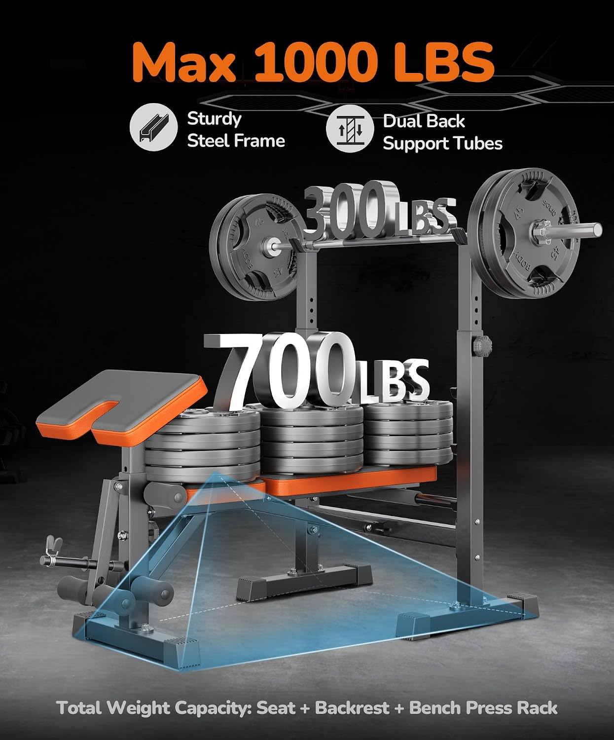 6 in 1 Multi-Function Weight Bench Set with Squat Rack