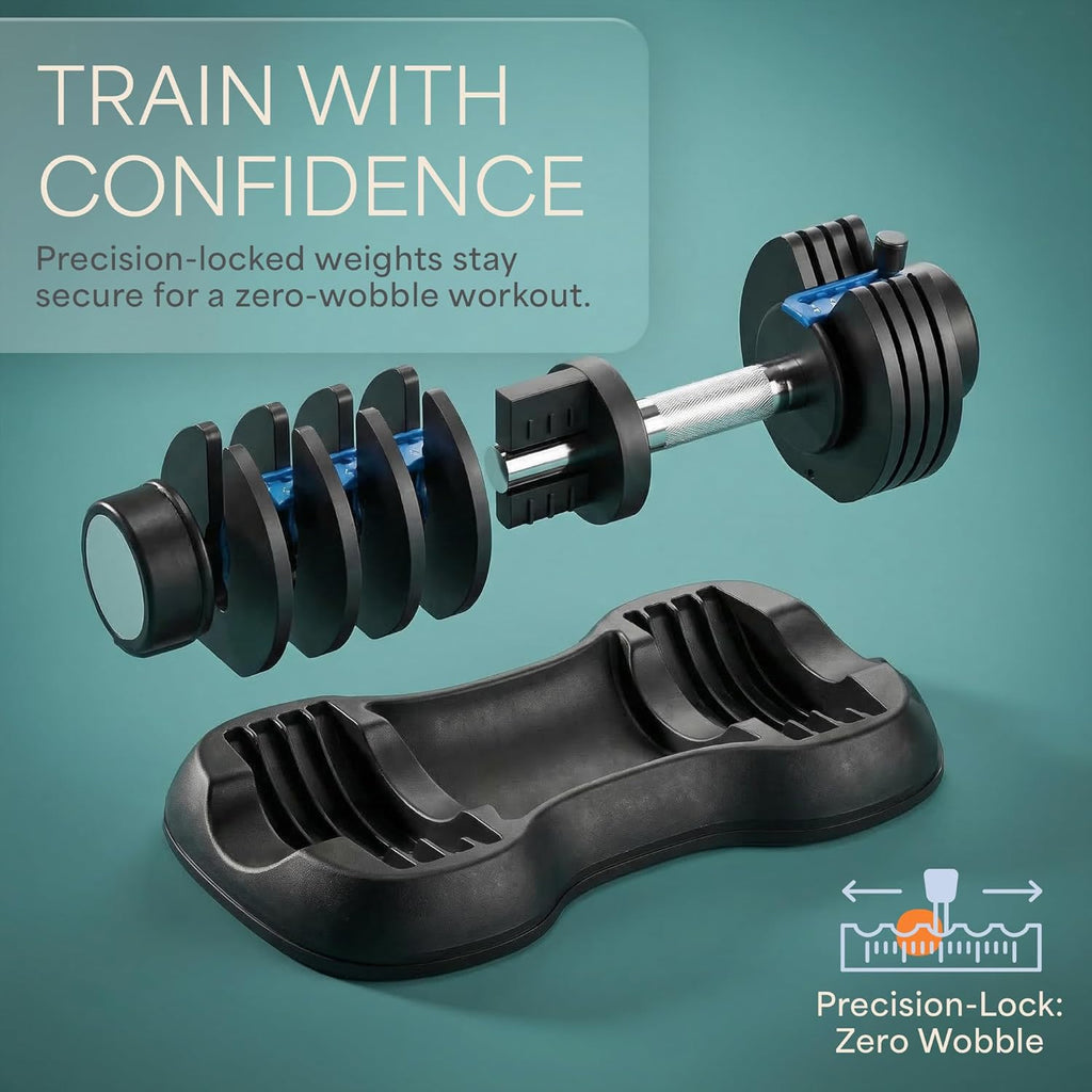 Quick Adjust Space Saving Adjustable Dumbbell Set for Home Gym