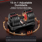 105LBS Pair 15-in-1 Adjustable Dumbbell Set