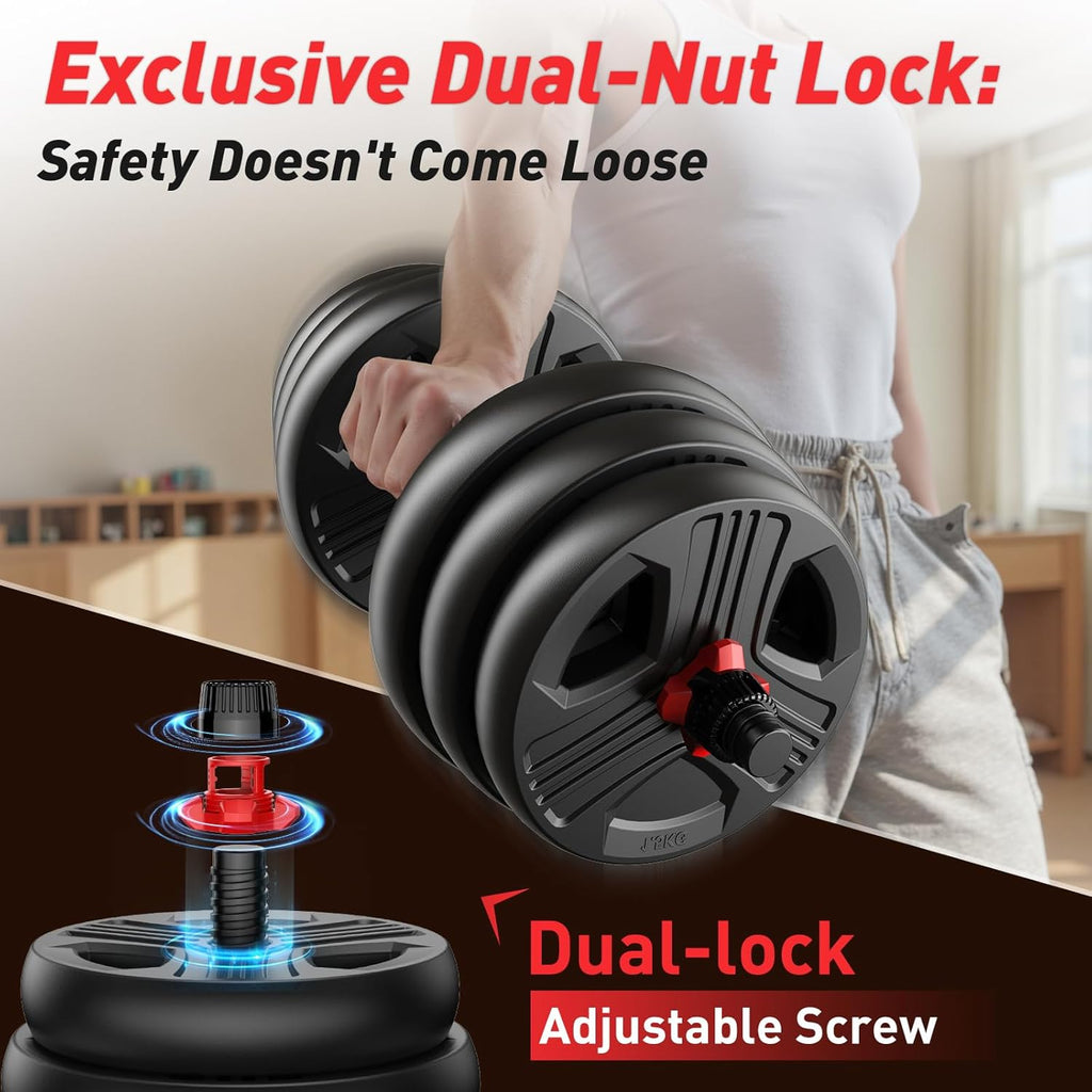 5-in-1 Multi-Use Adjustable Dumbbell Set with Upgraded Nut
