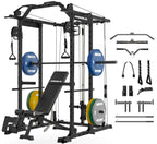 Mikolo Power Cage, Power Rack with Cable Crossover System, 1500LBS Squat Rack with LAT Pull Down System, Workout Cage with Pulley System for Fitness Home Gym