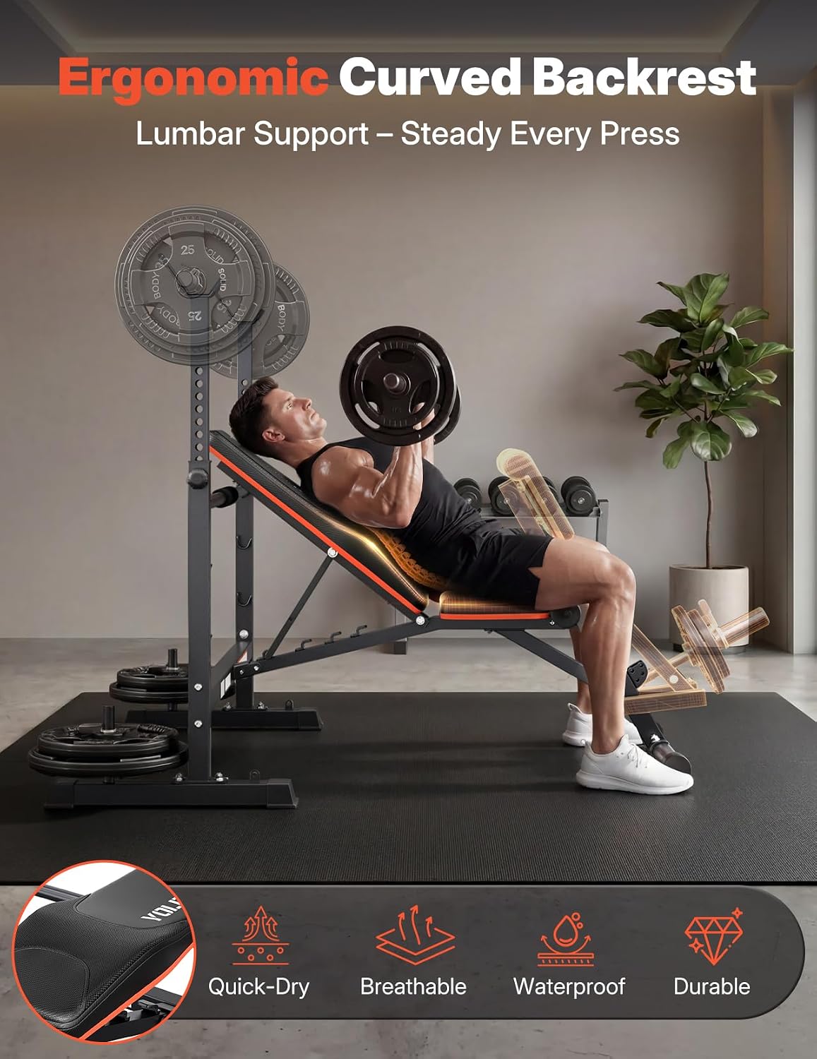 1870LBS Foldable Olympic Weight Bench Multifunction Set
