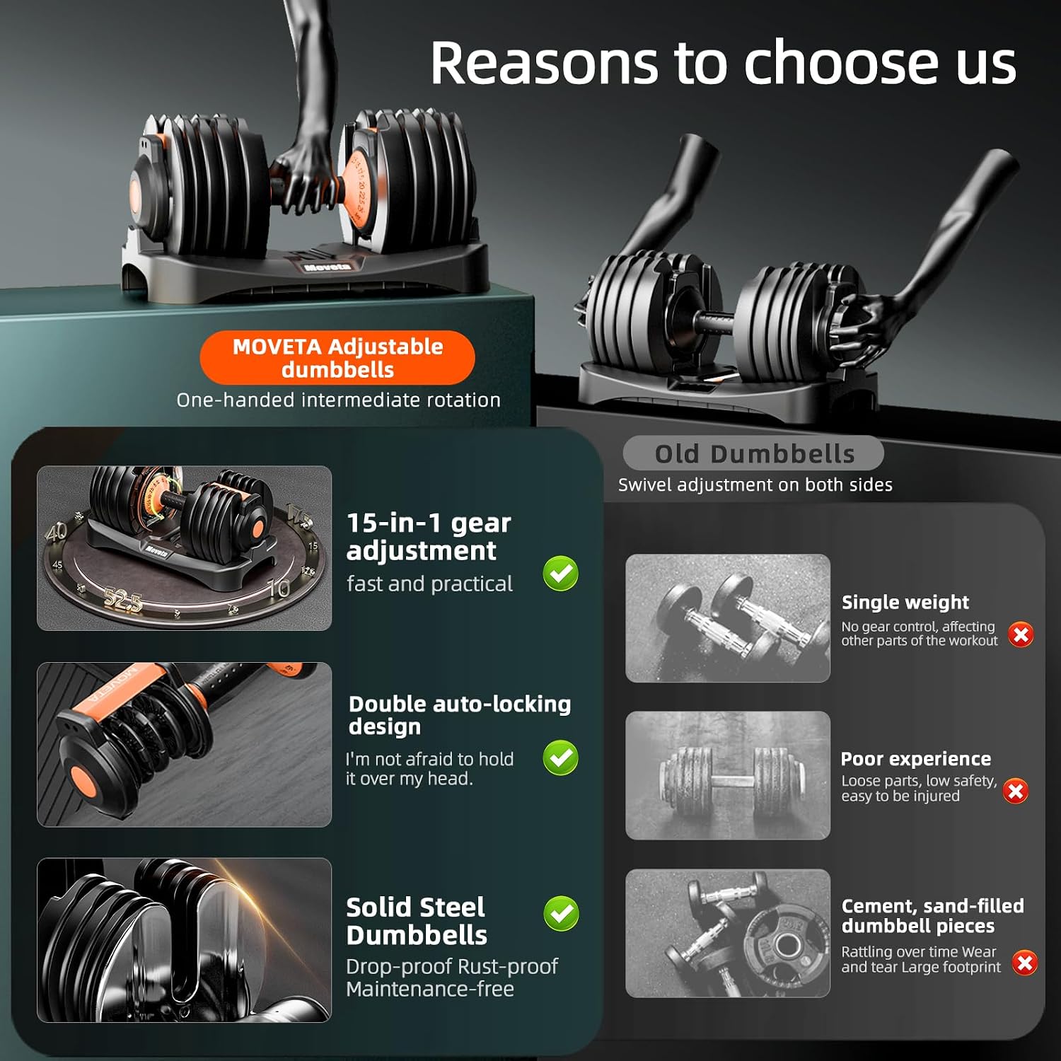 105LBS Pair 15-in-1 Adjustable Dumbbell Set