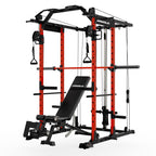 Mikolo Power Cage, Power Rack with Cable Crossover System, 1500LBS Squat Rack with LAT Pull Down System, Workout Cage with Pulley System for Fitness Home Gym