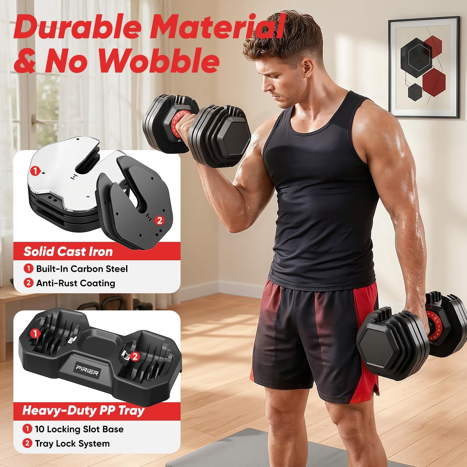 50LB 18-in-1 One-Hand Twist Adjustable Dumbbell Set