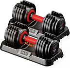 10-in-1 Fast Adjust Adjustable Dumbbell Set with Storage Tray