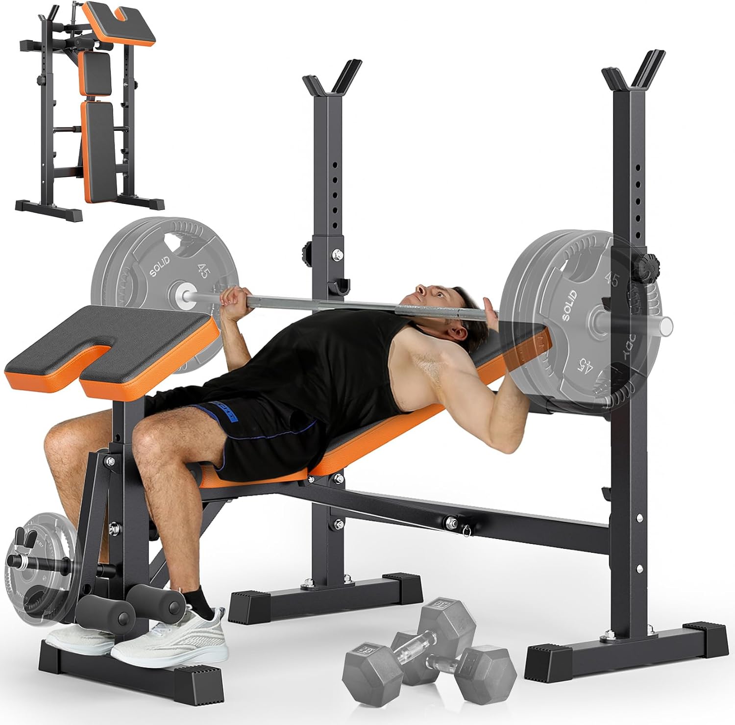 6 in 1 Fast Folding Adjustable Weight Bench Set