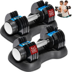 Quick Adjust Space Saving Adjustable Dumbbell Set for Home Gym