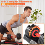 10-in-1 Fast Adjust Adjustable Dumbbell Set with Storage Tray