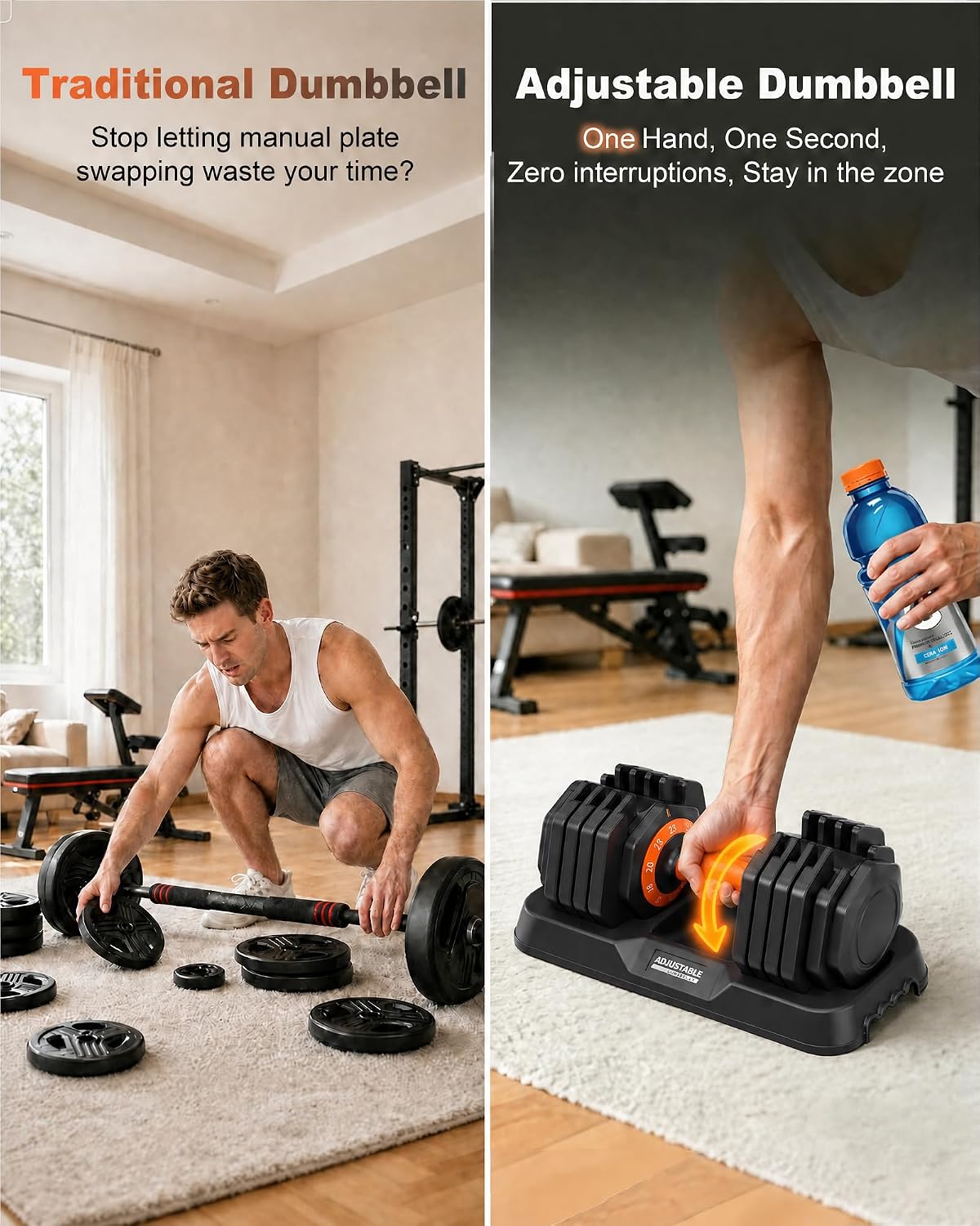 25/50LBS Upgrade 10-in-1 Quick Dial Adjustable Dumbbell Set