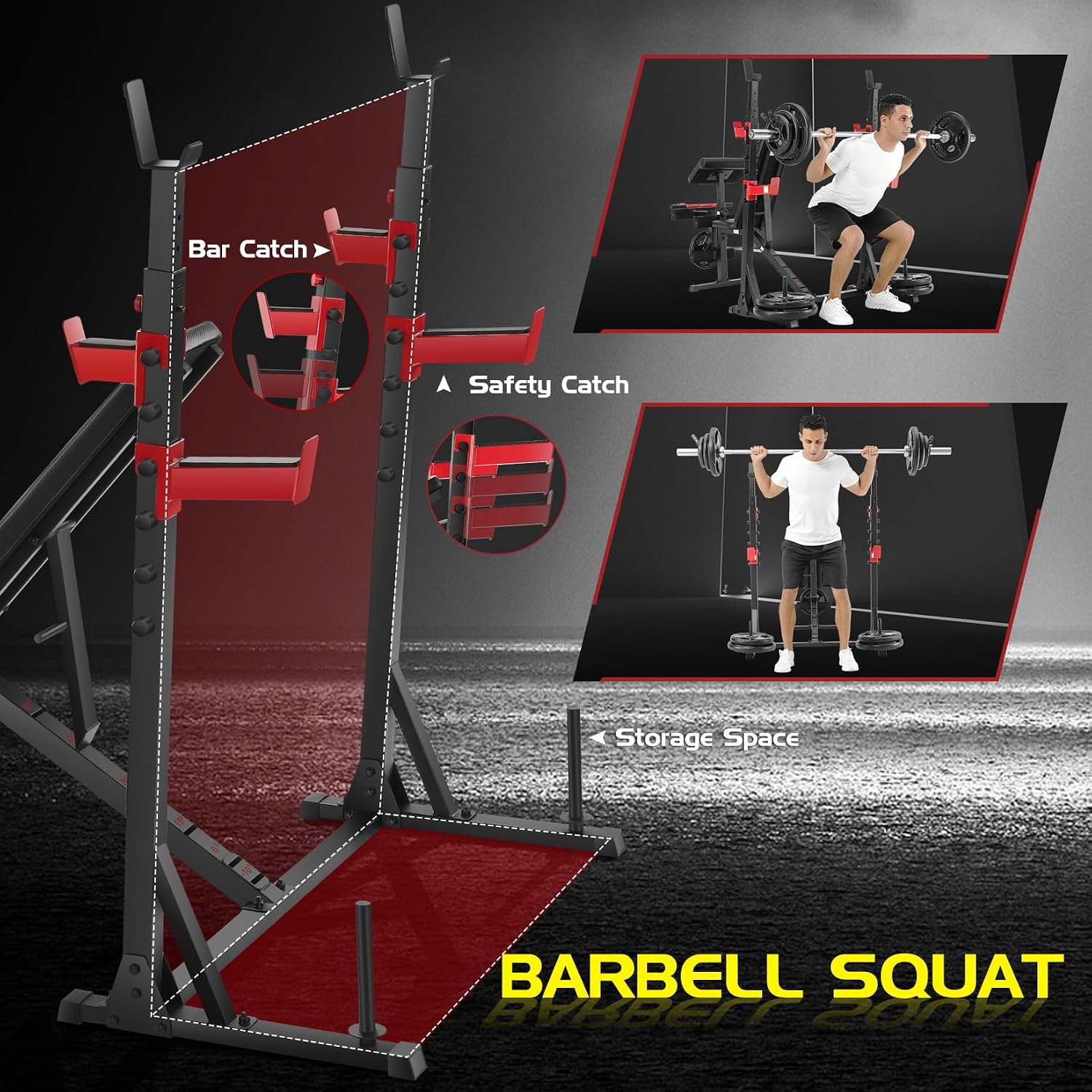 900LBS Multifunction Weight Bench Set with Squat Rack