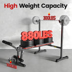 880LBS Fast Foldable Weight Bench with Barbell Rack & Leg Extension