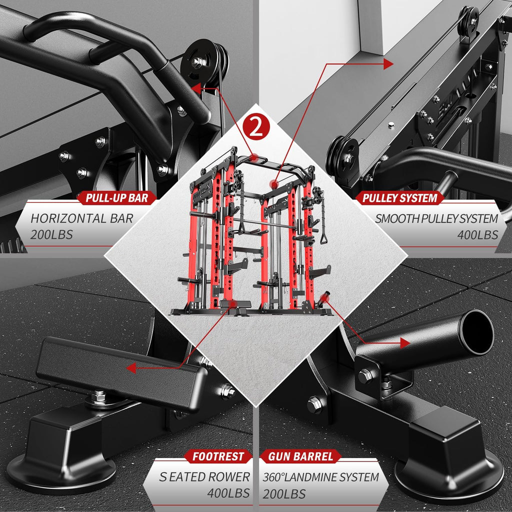 Multi-Function Power Cage with Cable Crossover & Weight Set