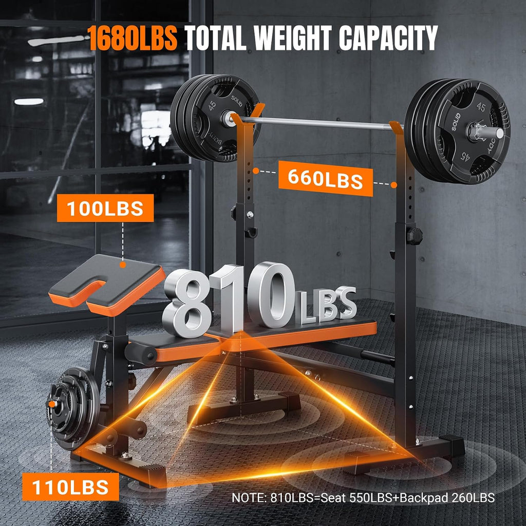 6 in 1 Fast Folding Adjustable Weight Bench Set