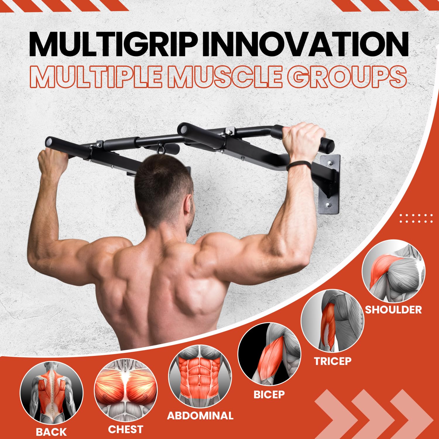 Multi-Grip Wall Mount Pull Up Bar