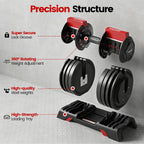 52.5/90 LBS One Rotation Adjustable Dumbbell Set