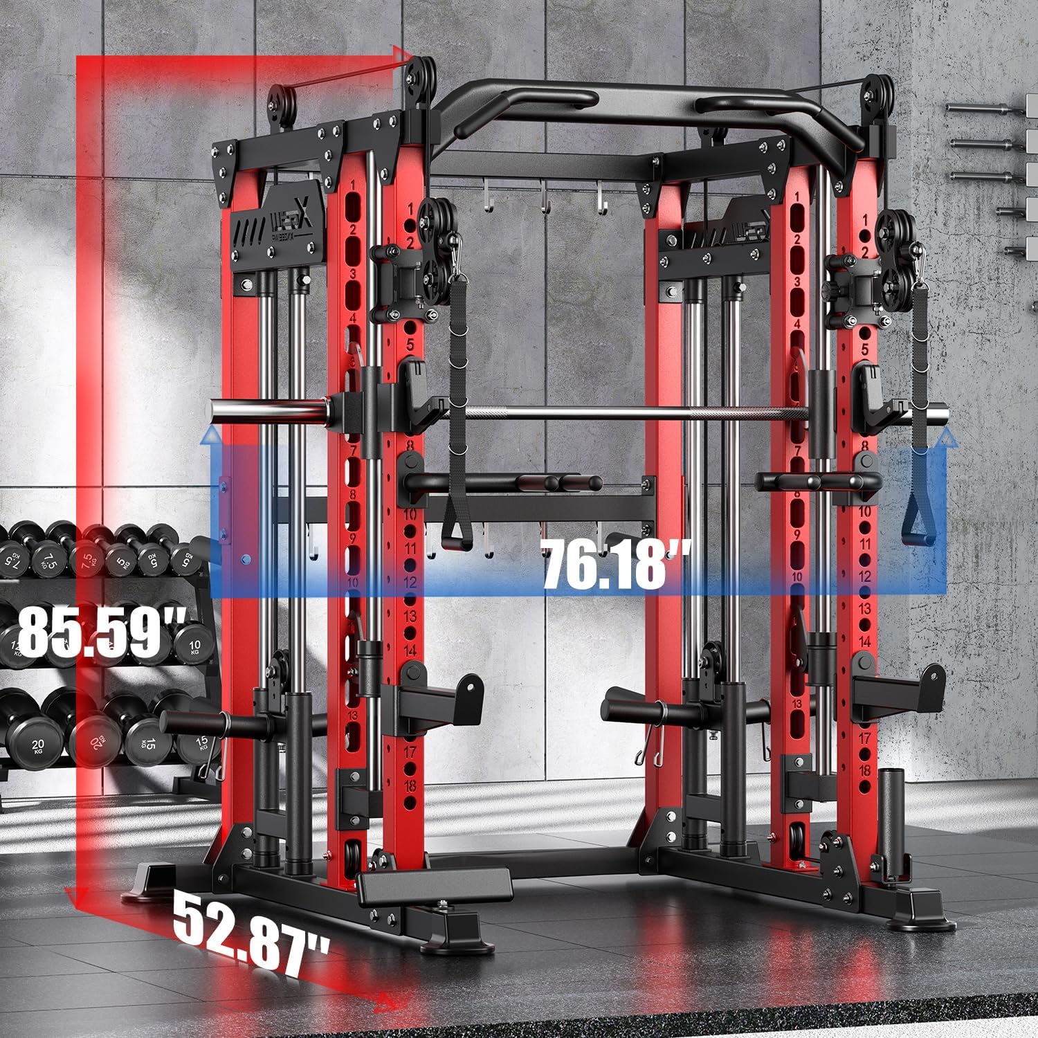 Multi-Function Power Cage with Cable Crossover & Weight Set