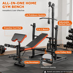 9-in-1 Multi-Function Olympic Weight Bench with Lat Pulldown & Squat Rack