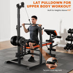 9-in-1 Multi-Function Olympic Weight Bench with Lat Pulldown & Squat Rack