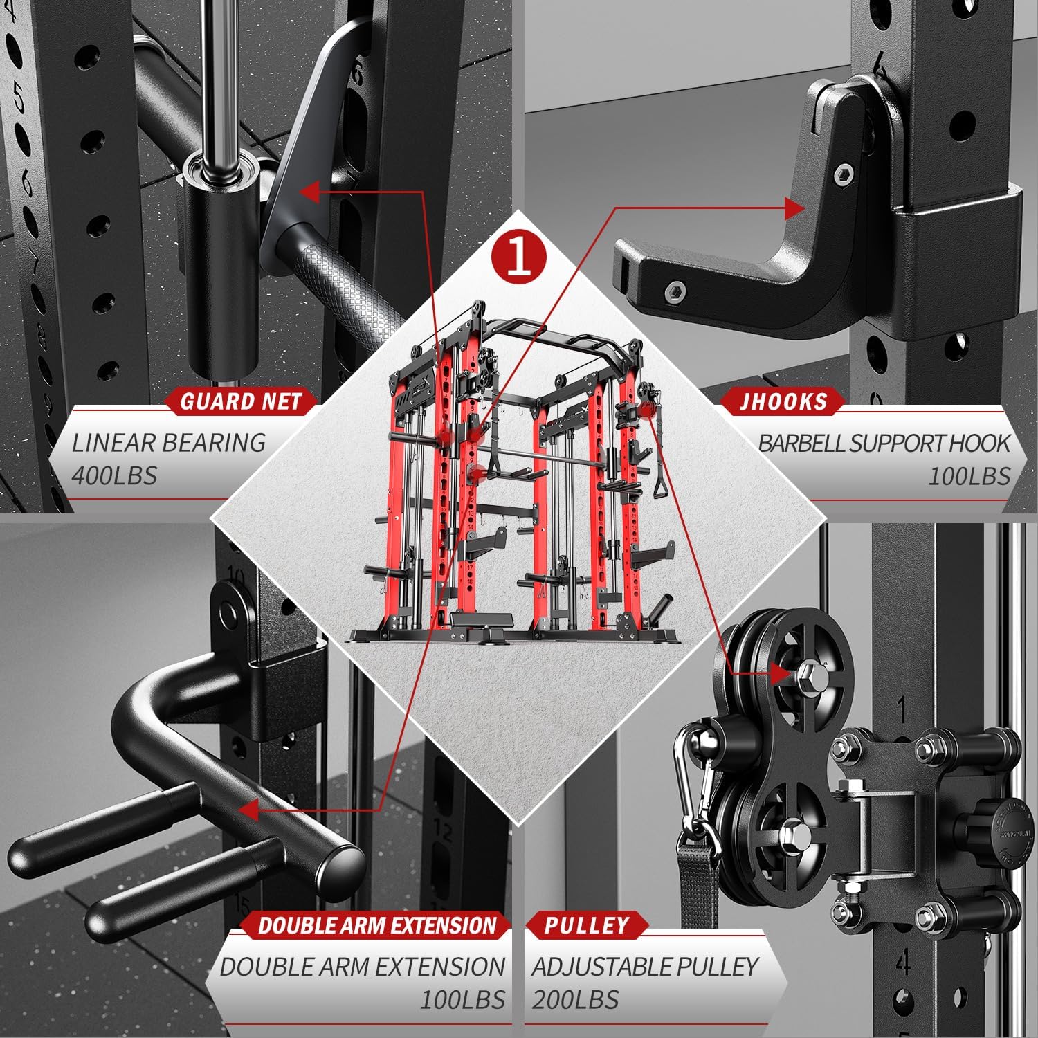 Multi-Function Power Cage with Cable Crossover & Weight Set