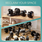 Quick Adjust Space Saving Adjustable Dumbbell Set for Home Gym