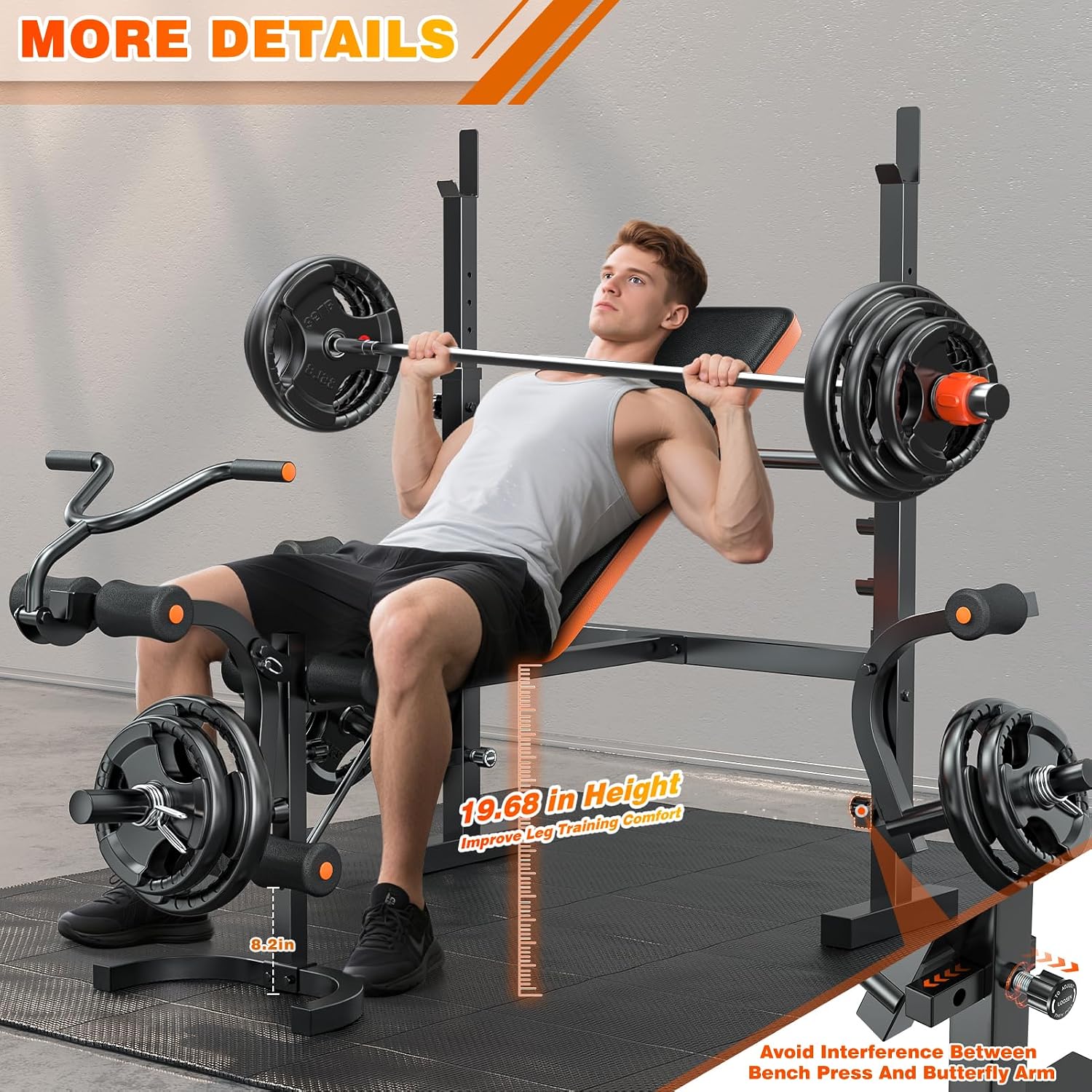 6 IN 1 Olympic Weight Bench with Squat Rack
