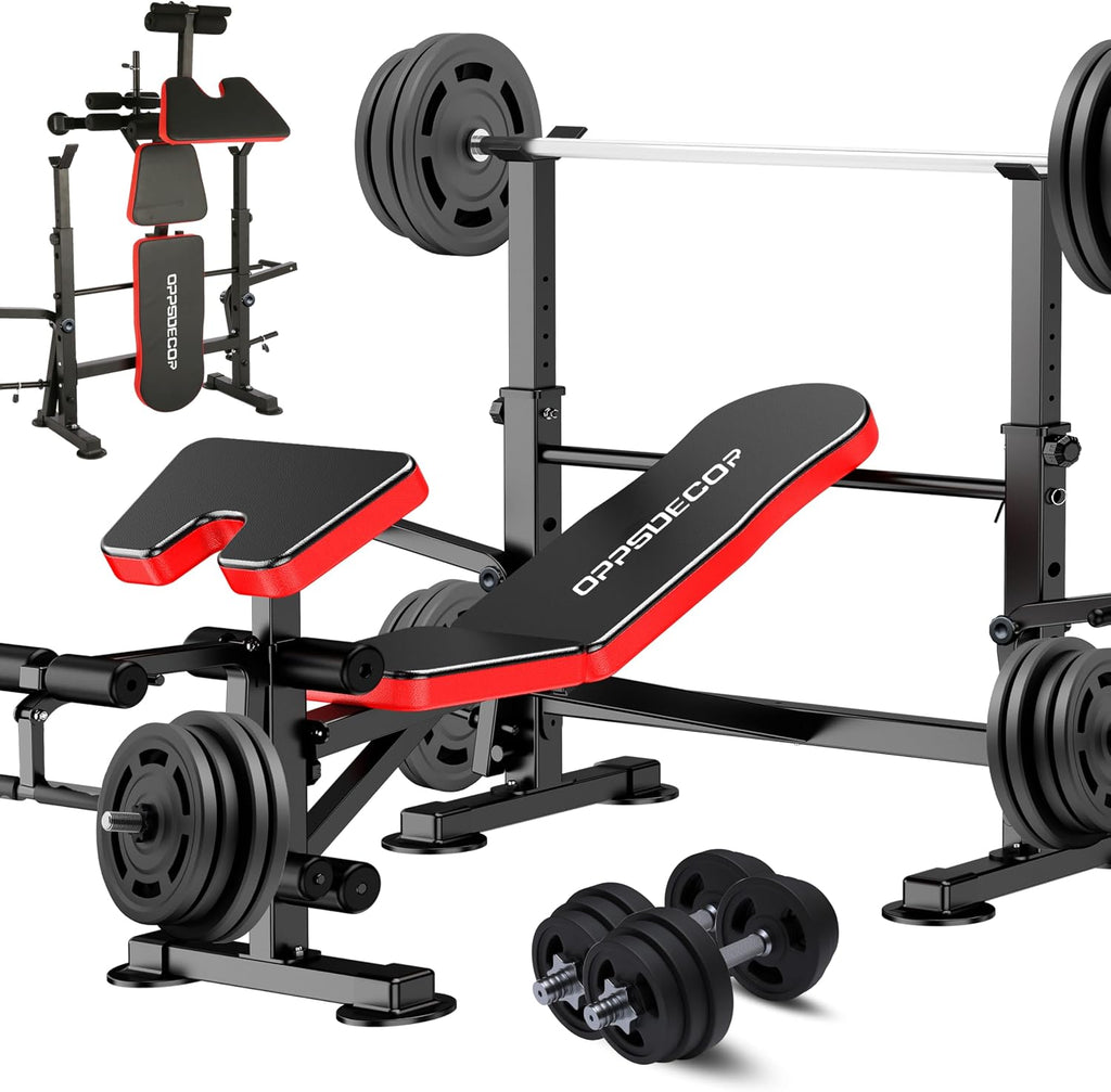900LBS All-in-One Weight Bench with Squat Rack