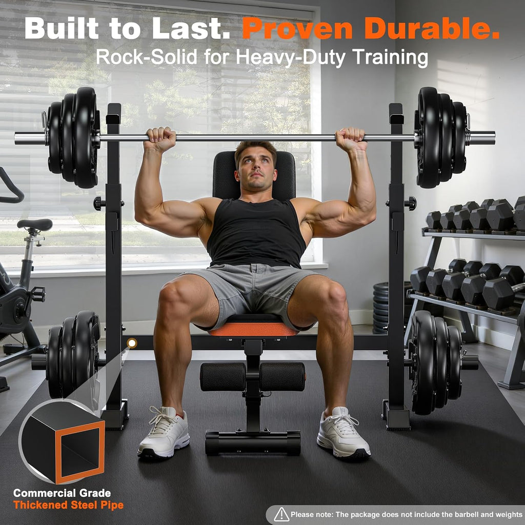770LBS Adjustable Weight Bench with Squat Rack