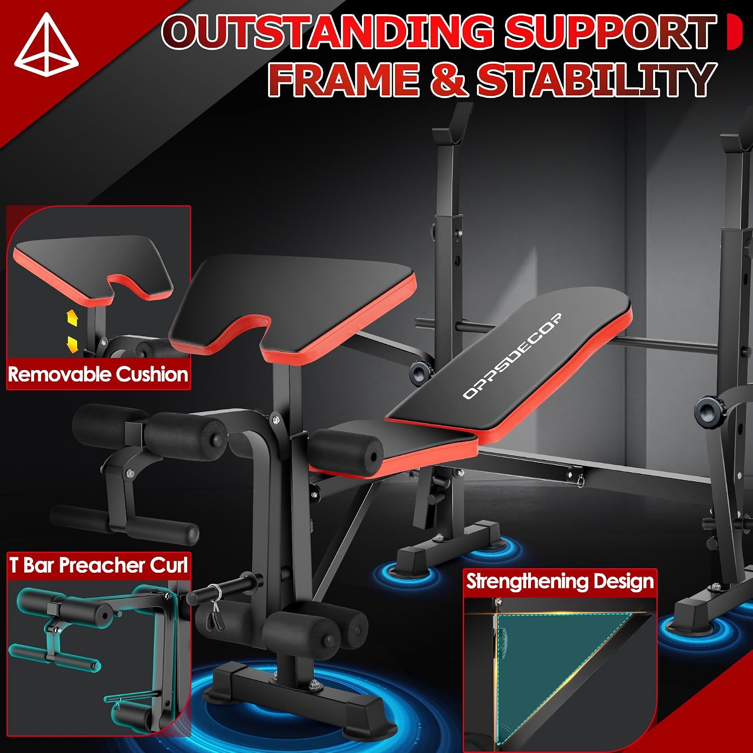 900LBS All-in-One Weight Bench with Squat Rack